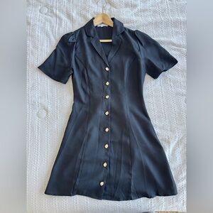 RIHOAS Black Button-Up Mini Dress
